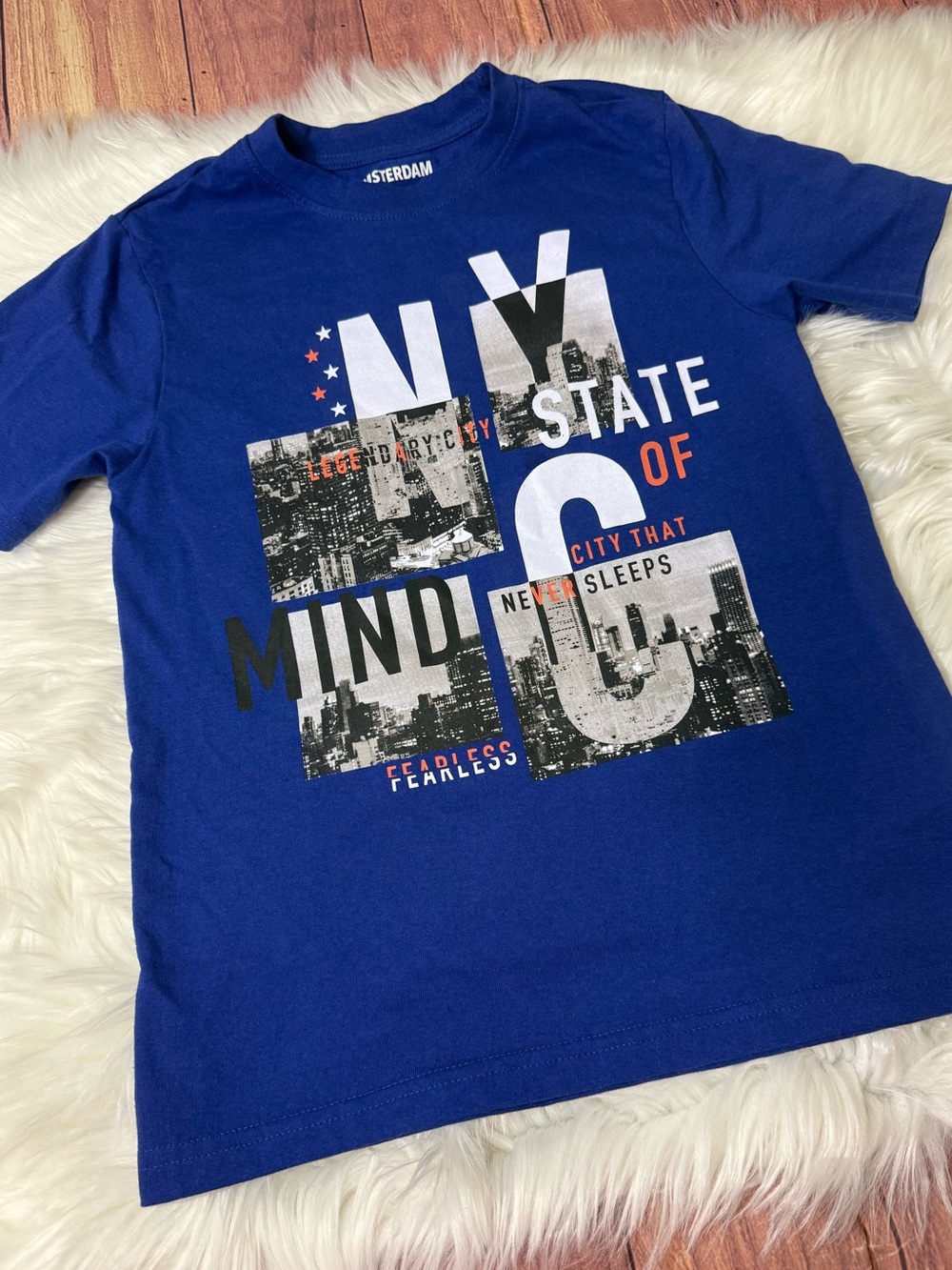 Amsterdam Blue NYC Graphic Short Sleeve Shirt Shirt - Boys Size S (8)